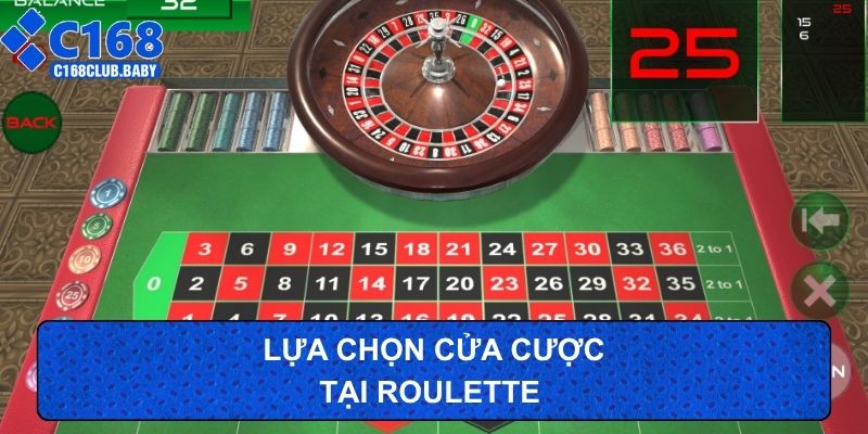 Lựa chọn cửa cược tại roulette  